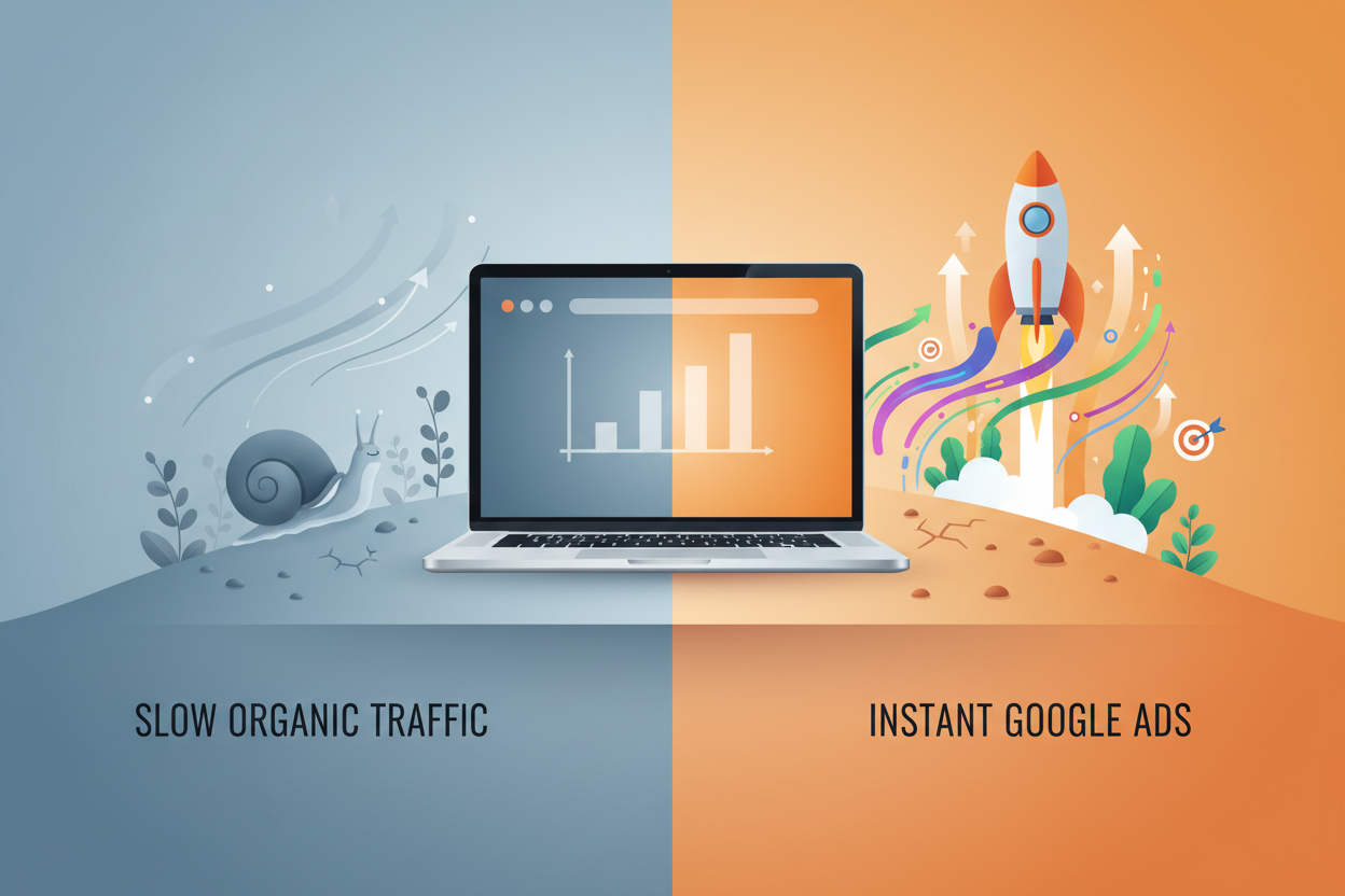 The Complete Guide to Google Ads for Traffic Generation Blog post illustration